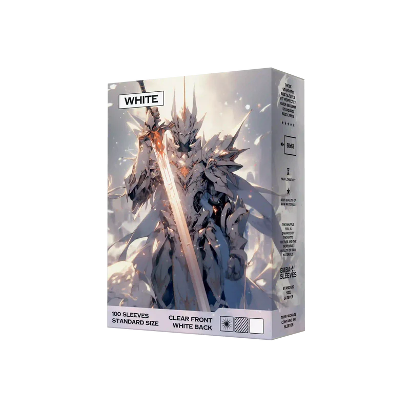 Baba Sleeves Matte White – 100 Standard Size Weiße Hüllen für Pokémon, MTG, One Piece & Lorcana (66×91 mm)